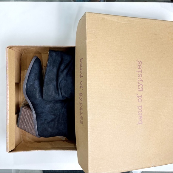 Band of Gypsies Womens Black Crash Pull On Block Heel Mid Calf Boots Size 6 - Picture 5 of 10